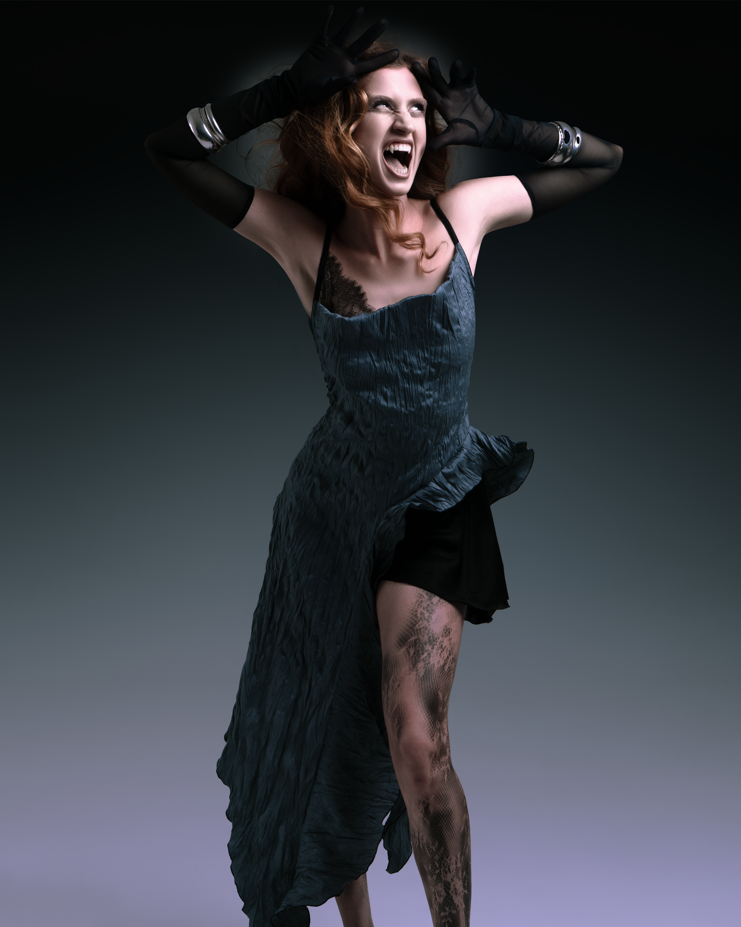 Dracula long dress grey