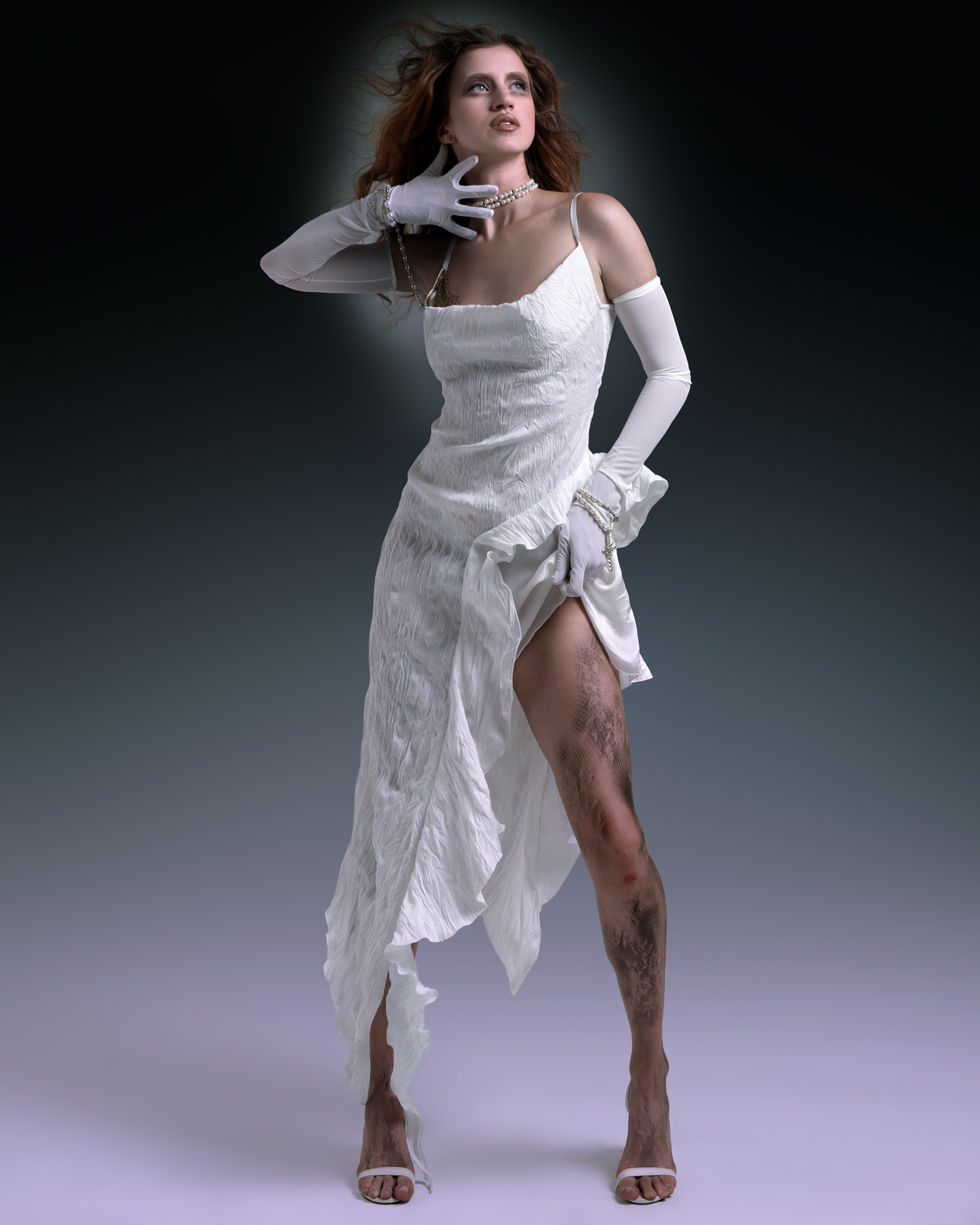 Dracula long dress white
