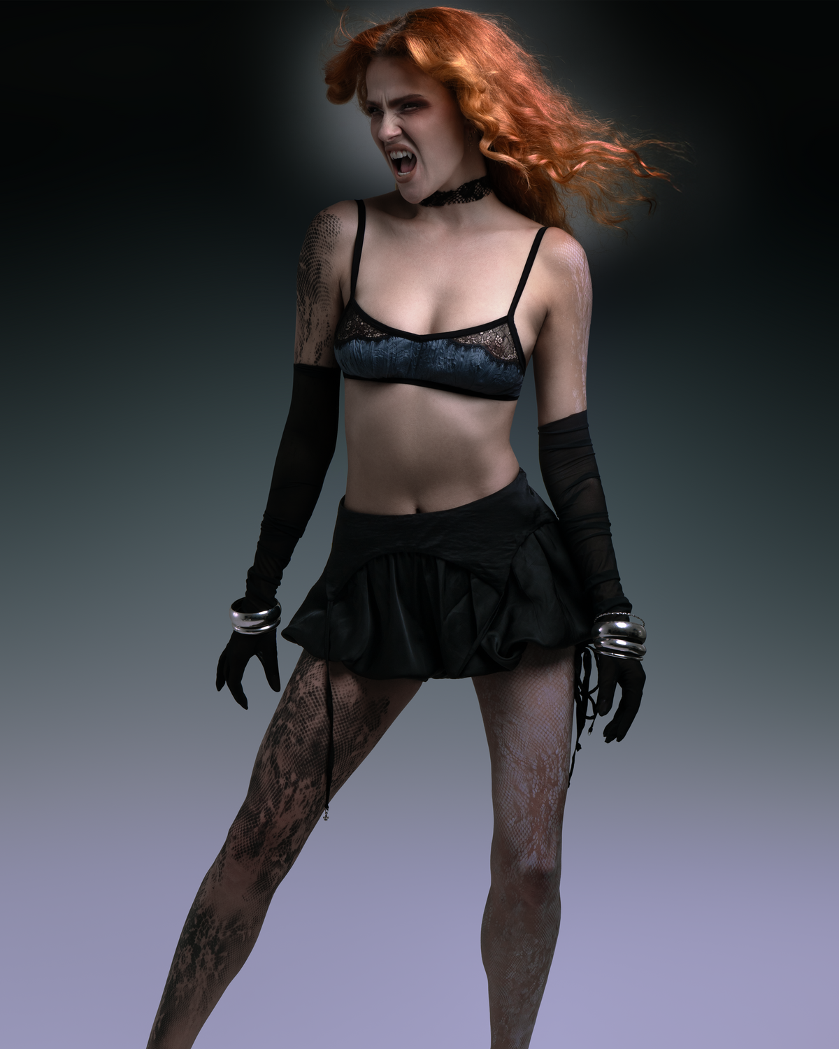 Dracula Satin Shorts black