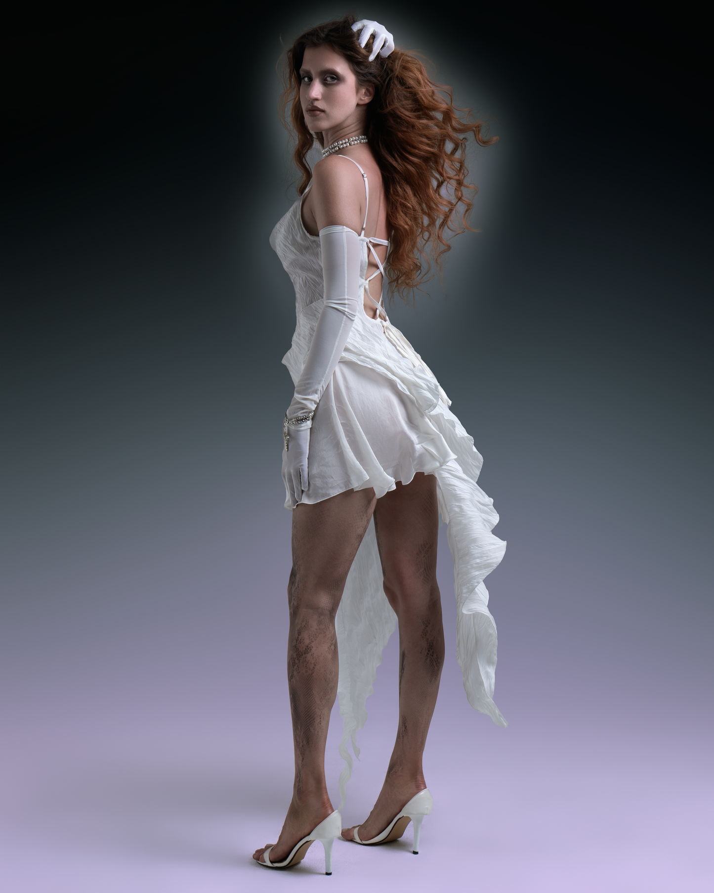 Dracula long dress white